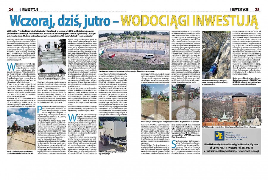 Wczoraj dziś jutro WODOCIĄGI INWESTUJĄ50